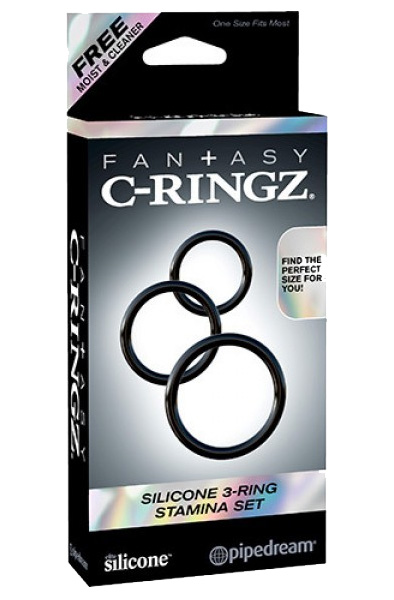 Pipedream Silicone 3-ring Stamina Set - Gaiļa gredzenu komplekts 3