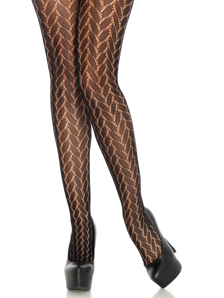 Plaited Lace Pantyhose Black - Zeķes 2 [full]