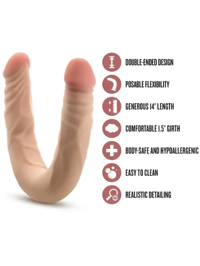 Posable Double Dong Beige 35,5 cm - Dubultā dildo 3