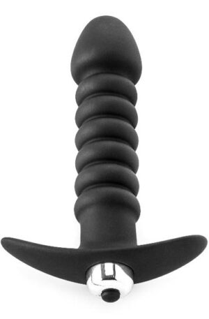 Premium Ribbed Butt Plug With Strong Vibrating Bullet - Vibrējošs anālais spraudnis 1