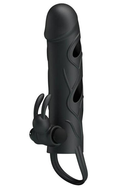 Pretty Love Penis Sleeve With Ball Strap - Vibrējoša penisa piedurkne 1