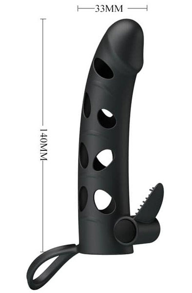 Pretty Love Penis Sleeve With Ball Strap - Vibrējoša penisa piedurkne 2