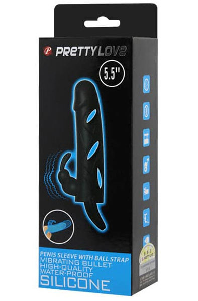 Pretty Love Penis Sleeve With Ball Strap - Vibrējoša penisa piedurkne 3