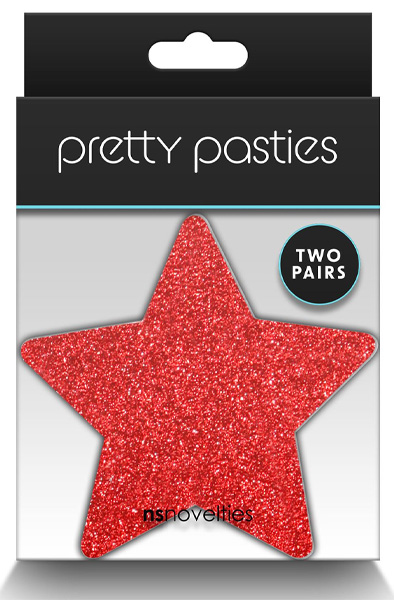 Pretty Pasties Glitter Stars Red Silver 2 Pair - Sprauslu pārsegi 2