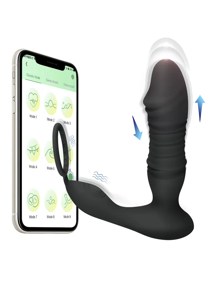 Prostate Massager With Thrusting & App - Prostatas vibrators ar dzimumlocekļa gredzenu 1 [full]