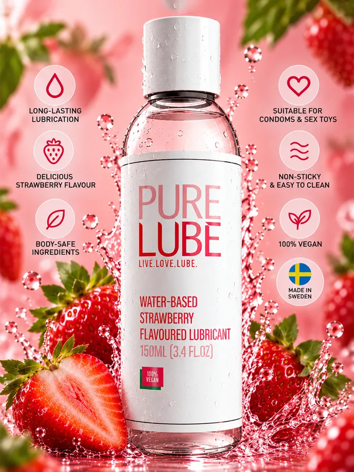 Pure Lube Strawberry Flavoured Lubricant 150 ml - Aromatizēta smērviela 1 [full]