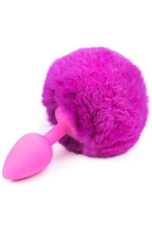 Purple Faux Fur Rabbit Tail With Silicone Plug S - Dzīvnieka astes anālais spraudnis 1