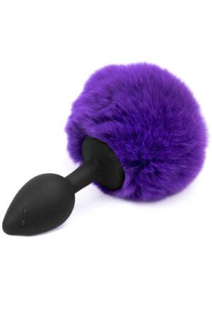 Purple Faux Fur Rabbit Tail With Silicone Plug S - Dzīvnieka astes anālais spraudnis 1