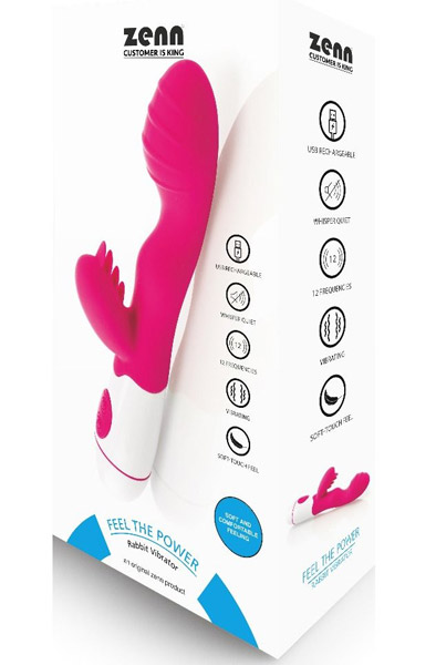Rabbit Vibrator USB-Rechargeable Pink 20 cm - Trušu vibrators 3