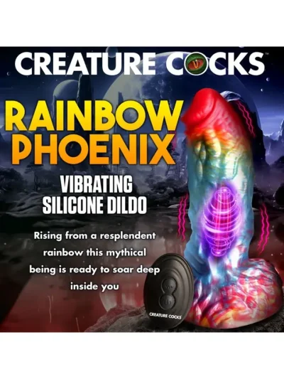 Rainbow Phoenix Vibrating Dildo 17,3 cm - Dragon dildo 3