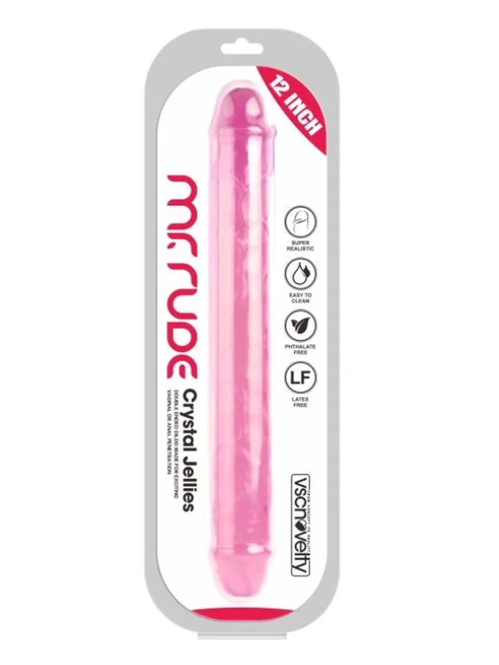 Realistic Penis Crystal Jellies Pink 30,5 cm - Dubultā dildo 3 [full]