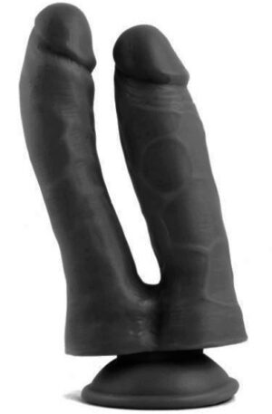 Realistic Penis Double Penetration Black 18,5 cm - Dubultā dildo deva 1