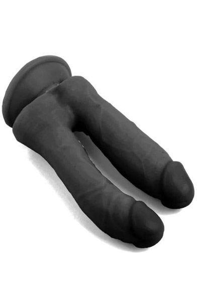 Realistic Penis Double Penetration Black 18,5 cm - Dubultā dildo deva 2