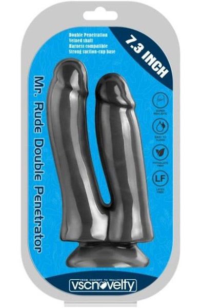Realistic Penis Double Penetration Black 18,5 cm - Dubultā dildo deva 3