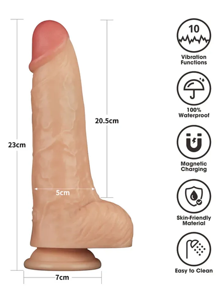 Realistic Vibrating Power Cock 23 cm - Vibrējošs dualdildo 3 [full]