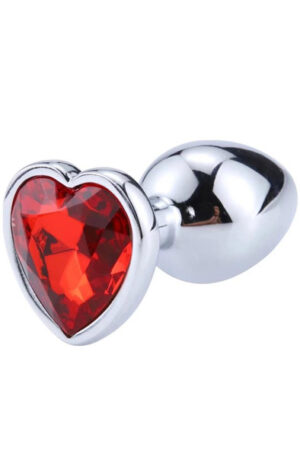 Red Scarlet Anal Plug With Heart Jewel L - Anālais spraudnis metāla 1