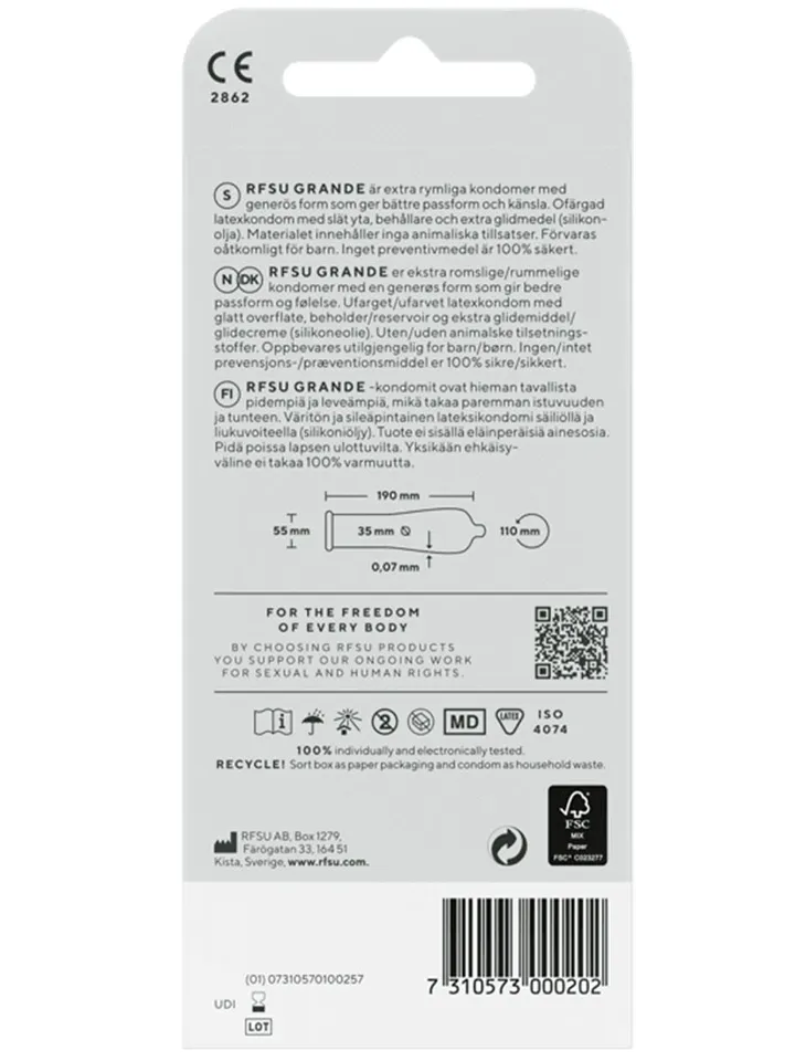 RFSU Grande Kondomer 10-pack - Lieli prezervatīvi 2