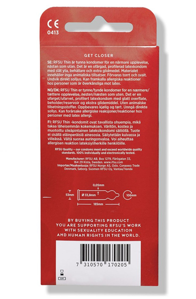 RFSU Thin kondomer 10st - Plāni prezervatīvi 2