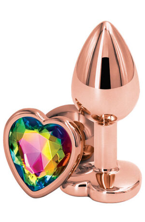Rose Gold Rainbow Heart Small - Anālais spraudnis metāla 1