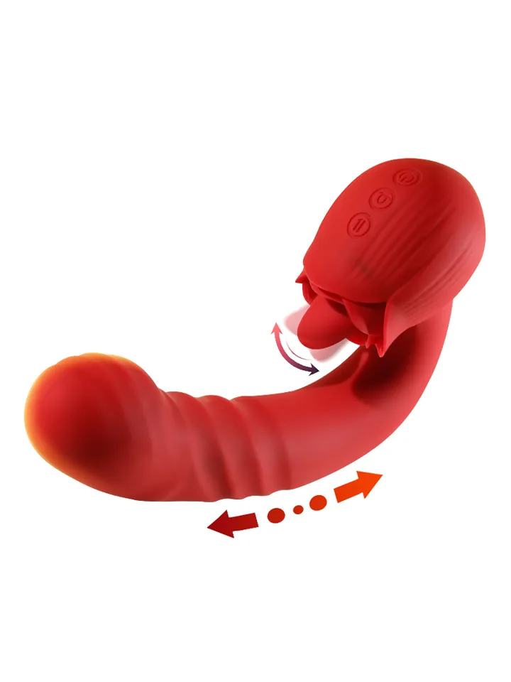 Rose Thrusting Vibrator - Trušu vibrators ar rotējošu mēli 1 [full]