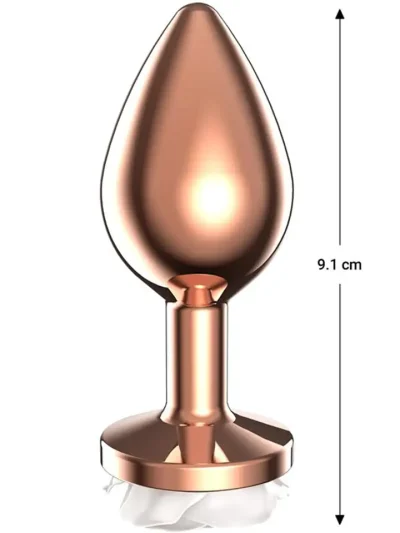 Rosegold Metal Anal Plug With White Rose Medium - Anālais spraudnis metāla 2