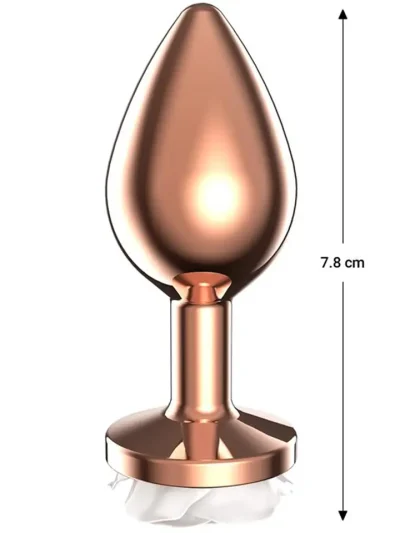 Rosegold Metal Anal Plug With White Rose Small - Anālais spraudnis metāla 2