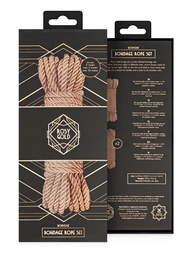 Rosy Gold Rope Set Luxury Bondage Ropes - BDSM pārstāvis 3 [full]
