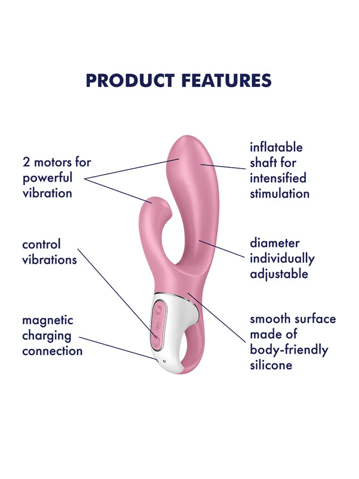 Satisfyer Air Pump Bunny 2 Light Red - Trušu vibrators 2 [full]