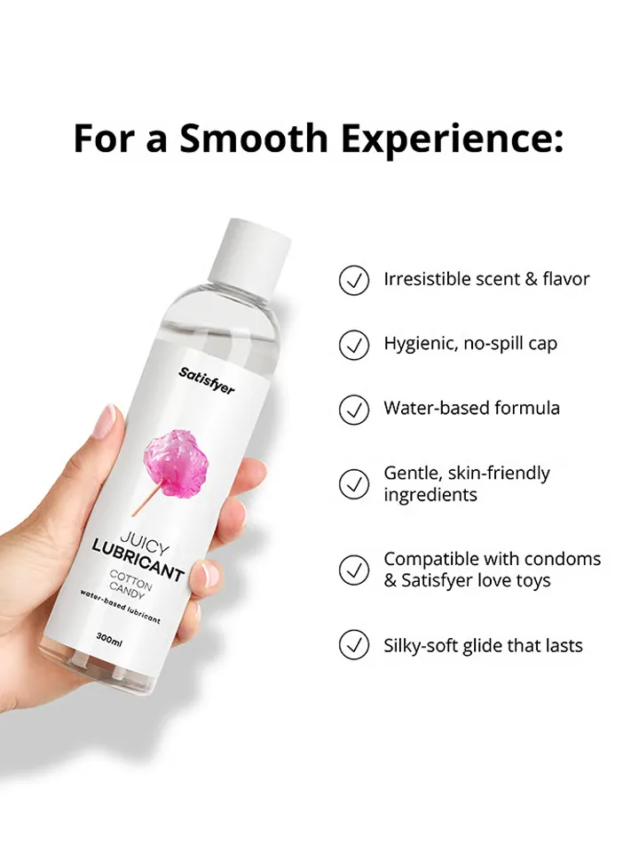 Satisfyer Cotton Candy Water Based Lubricant 300 ml - Aromatizēta smērviela 3 [full]