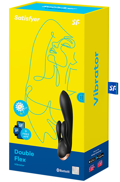 Satisfyer Double Flex Black - Lietotņu kontrolēts trušu vibrators 4