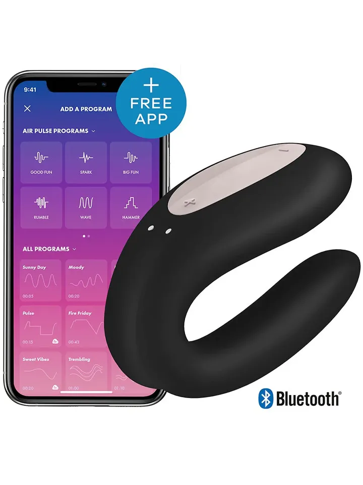 Satisfyer Double Joy Connect App Black - Pāris vibrators ar lietotņu vadību 1