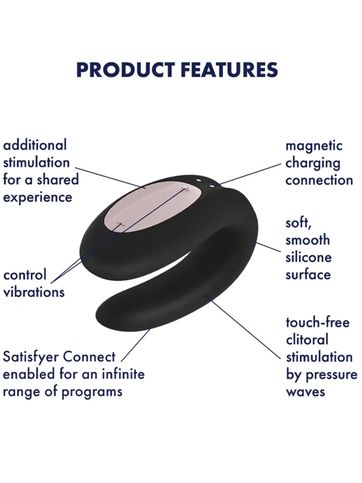 Satisfyer Double Joy Connect App Black - Pāris vibrators ar lietotņu vadību 2