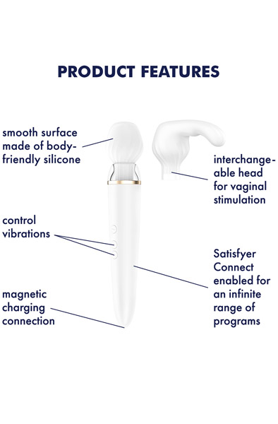 Satisfyer Double Wand-er White - Burvju nūjiņa / masāžas zizlis 2