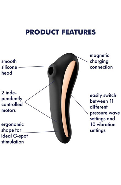 Satisfyer Dual Kiss Black - Gaisa spiediena vibrators 2