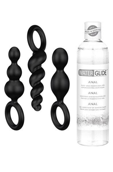 Satisfyer Plugs 3st svarta + Glidmedel Anal 300ml - Piedāvājumi 1