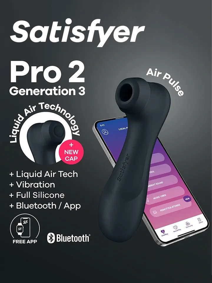 Satisfyer Pro 2 Gen. 3 With Liquid Air & Bluetooth App Black - Gaisa spiediena vibrators 1 [full]