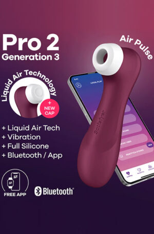 Satisfyer Pro 2 Gen. 3 With Liquid Air & Bluetooth App Red - Gaisa spiediena vibrators 1