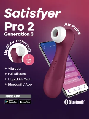 Satisfyer Pro 2 Gen. 3 With Liquid Air & Bluetooth App Red - Gaisa spiediena vibrators 1 [full]