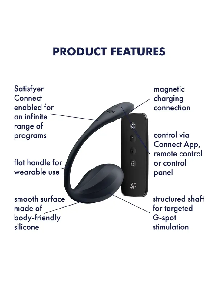 Satisfyer Ribbed Petal App Vibrator Black - App kontrolēta vibrējoša ola 2 [full]