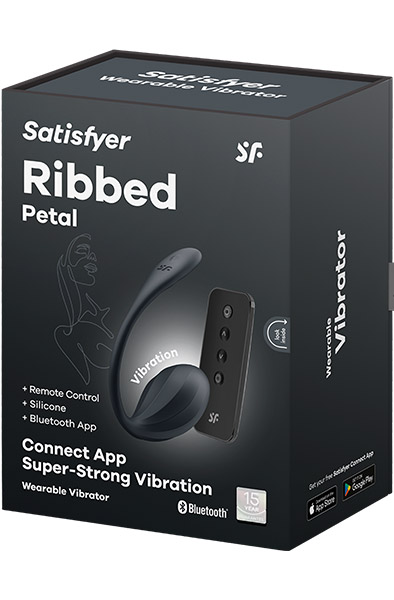 Satisfyer Ribbed Petal App Vibrator Black - App kontrolēta vibrējoša ola 5