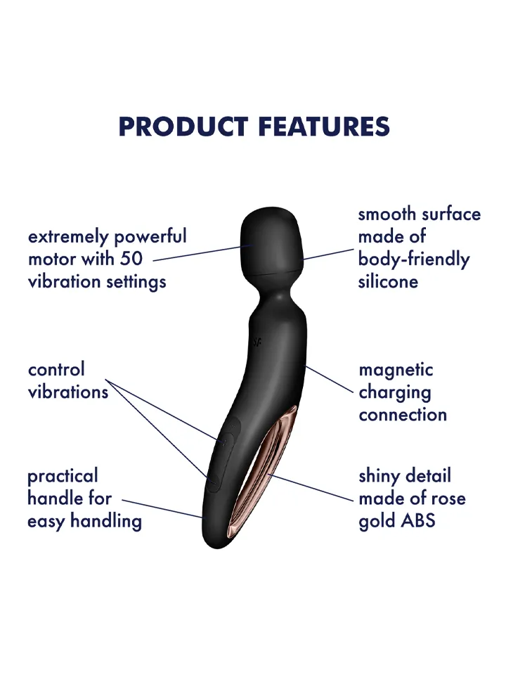 Satisfyer Wand-Erland Black/Rosegold - Burvju nūjiņa / masāžas zizlis 2 [full]