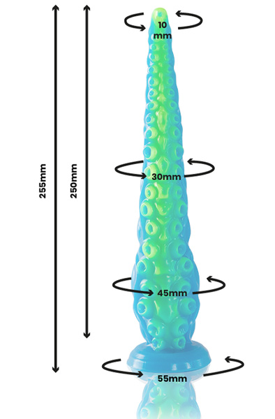 Scylla Fluorescent Tentacle Dildo 25,5 cm - Dragon dildo 2