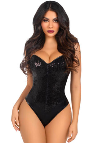 Sequin Boned Bodysuit Black - Ķermeņa Veļas un Rotaļu Tērpi 1