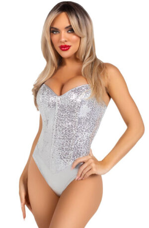 Sequin Boned Bodysuit Silver - Ķermeņa Veļas un Rotaļu Tērpi 1