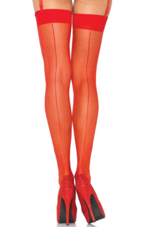 Sheer Backseam Stockings Red - Zeķes 1