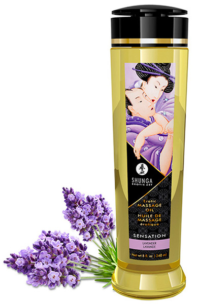 Shunga Massage Oil Sensation Lavender 240ml - Lavandas masāžas eļļa 1