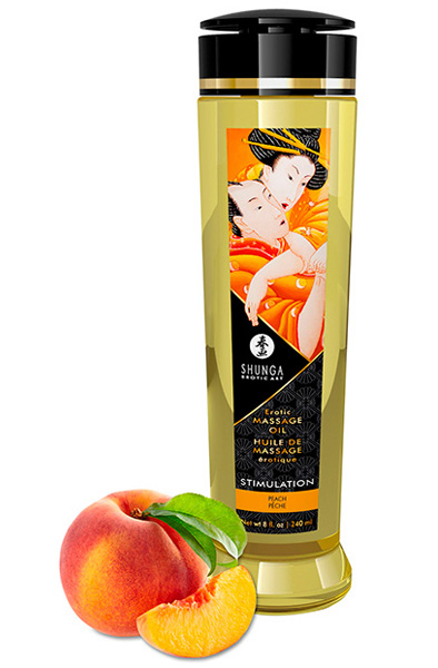 Shunga Massage Oil Stimulation Peach 240ml - Masāžas eļļa persiku 1