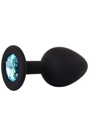 Silicone Plug With Gem Black/Blue Medium - Anālais spraudnis 1