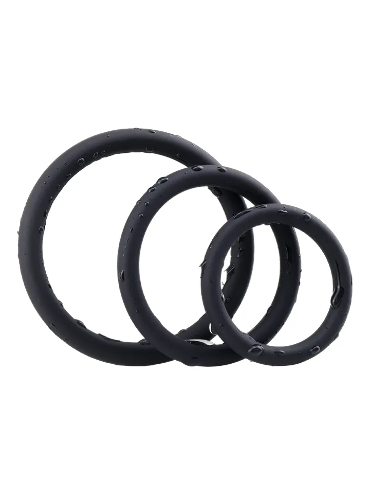Silicone Ring Set Black 3-pack - Gaiļa gredzenu komplekts 1 [full]
