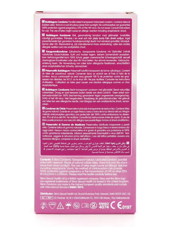 Skins Bubblegum Condoms 8-pack - Aromatizēti prezervatīvi 2 [full]